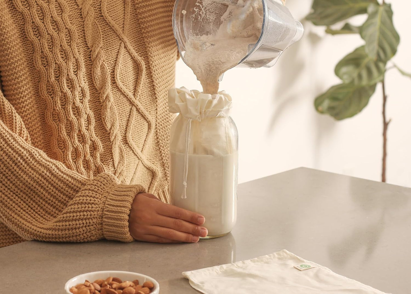 3 Pack Reusable Cold Brew Coffee Bags - 100% Organic Cotton Reusable Cold Brew Coffee Filters Bags - Large Coffee Sock Filters - Mason Jar Cold Brew Bags - Washable Coffee Filter Pouch (Large 12"x8")