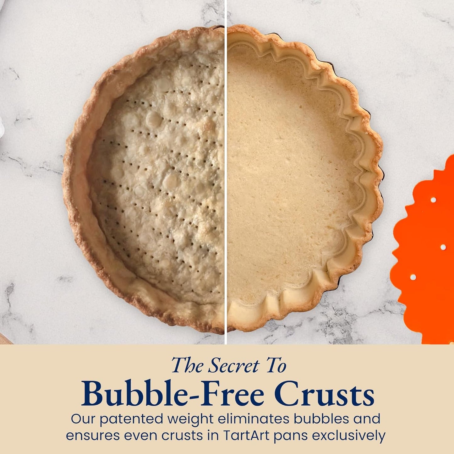 PressPerfect Silicone Pie Weight - Patented Blind Baking Insert for TartArt 9 Inch Tart Pan - Alternative to Ceramic Pie Weights for Baking Crust - No Puff Ups or Cracked Crusts