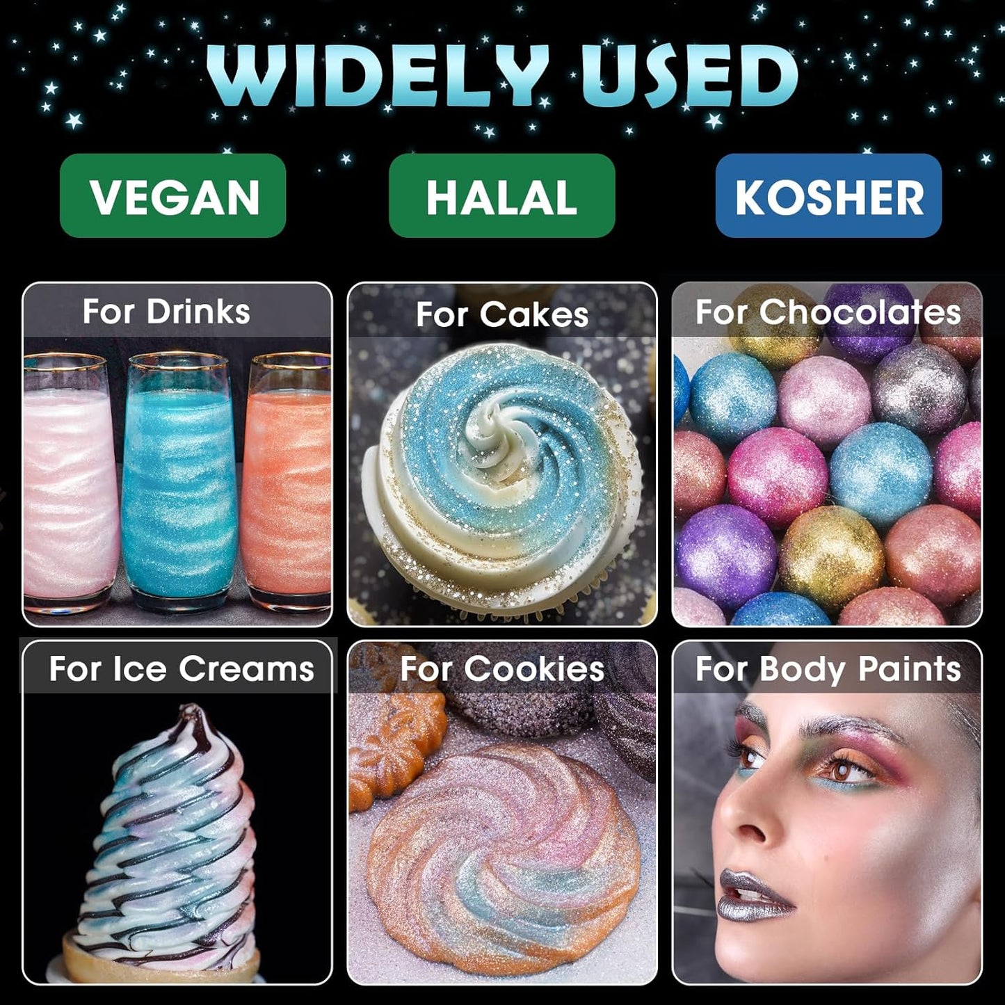 NiHome Edible Food-Grade Glitter Powder Glimmer Luster Dust Metallic Fancy Food Decorating Sprinkle Glimmery Dust for Drink Wine Beverage Cake Bakery Vegan Allergen-Free (Teal, 0.35oz/10g)