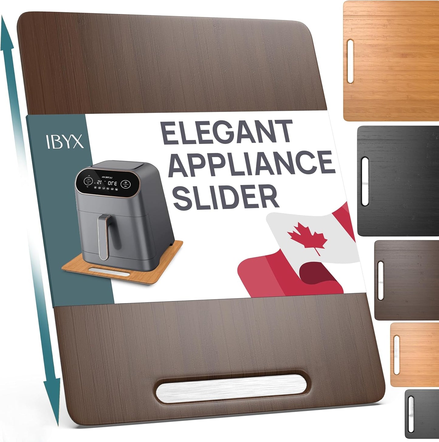 Ibyx Elegant Sliding Tray for Your Coffee Maker & Heavy Kitchen Appliances - Sturdy, Slides Easily from Under The Cabinet (Brown, 12”W x 16”D)
