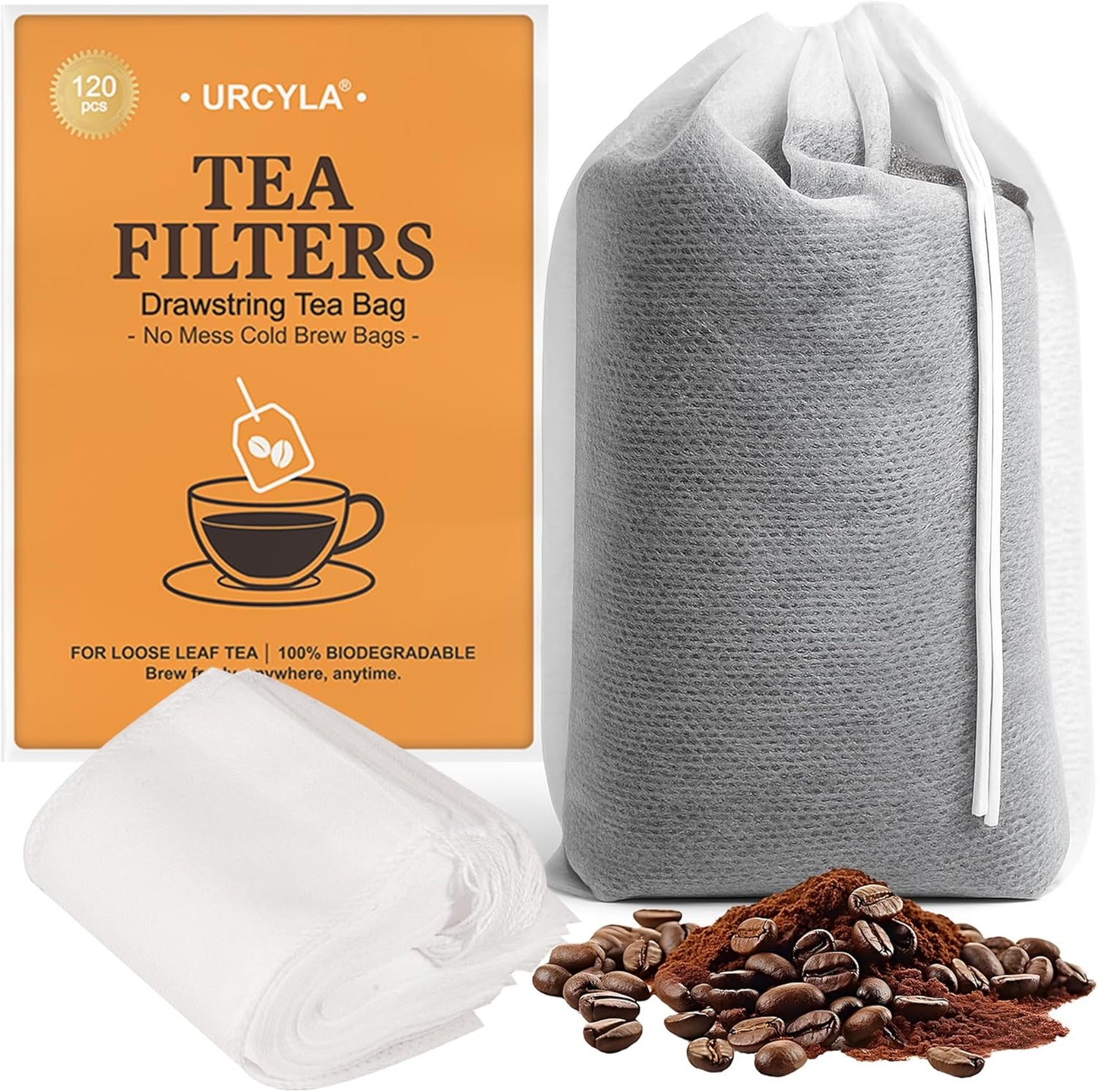 120 Count Cold Brew Coffee Filter Bags – 4x6 Inch Disposable Fine Mesh Drawstring Tea & Coffee Pouches – Fits 64oz Mason Jar, Tear-Resistant, Made from Natural Materials