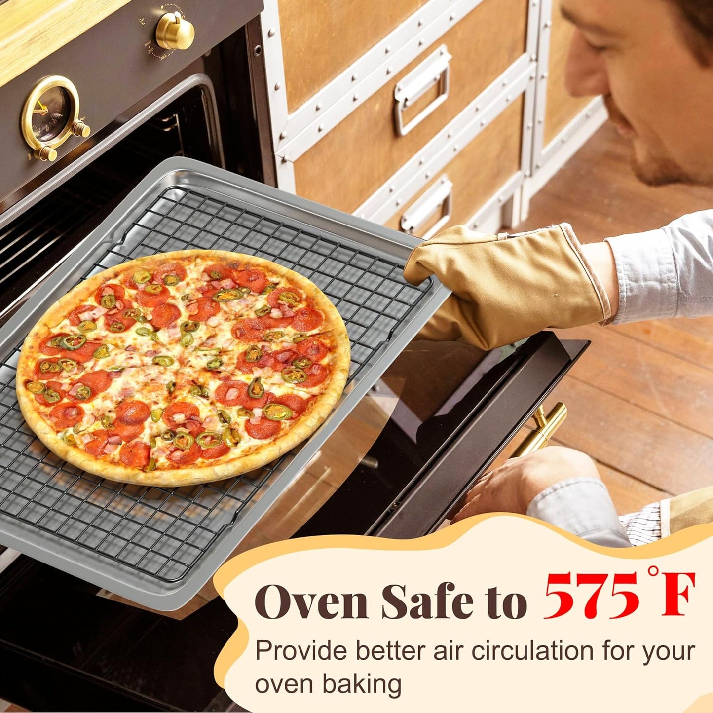 Cooling Racks for Cooking and Baking - 2 PCS 10" x 15" Grid Wire Baking Rack for Oven Cooking, Baking, Grilling, Roasting -Dishwasher Safe Bacon Rack- Fits Jelly Roll Cookie Sheet Pan