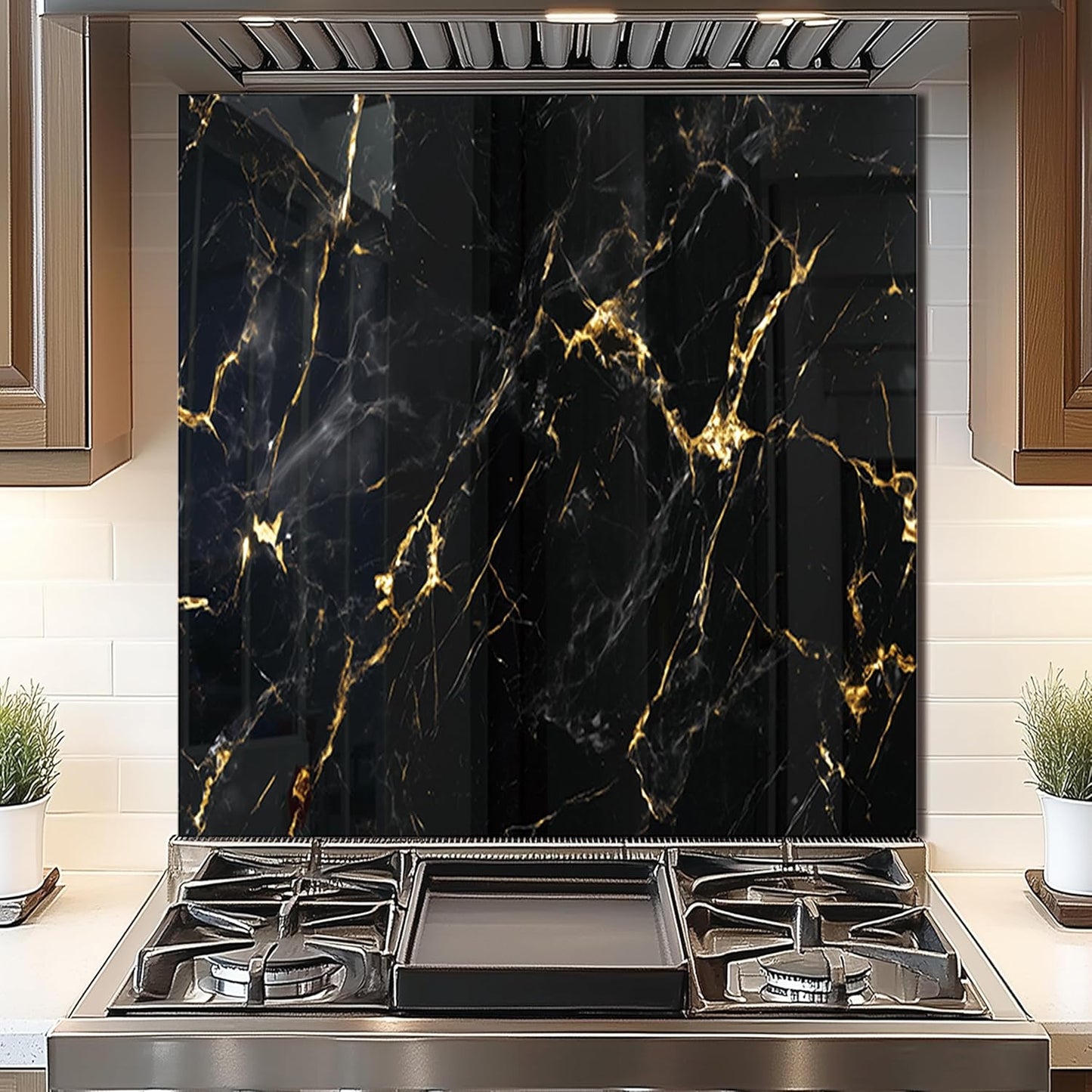 DAIFURONGE Tempered Glass Backsplash For Kitchen Behind Stove,Black Marbling Stove Backsplash Top Cover,Easy to Clean Glass Splashback, Sink Cover Splash Guard,Home Kitchen Wall Decor (30"x30"(76.2x76.2cm))