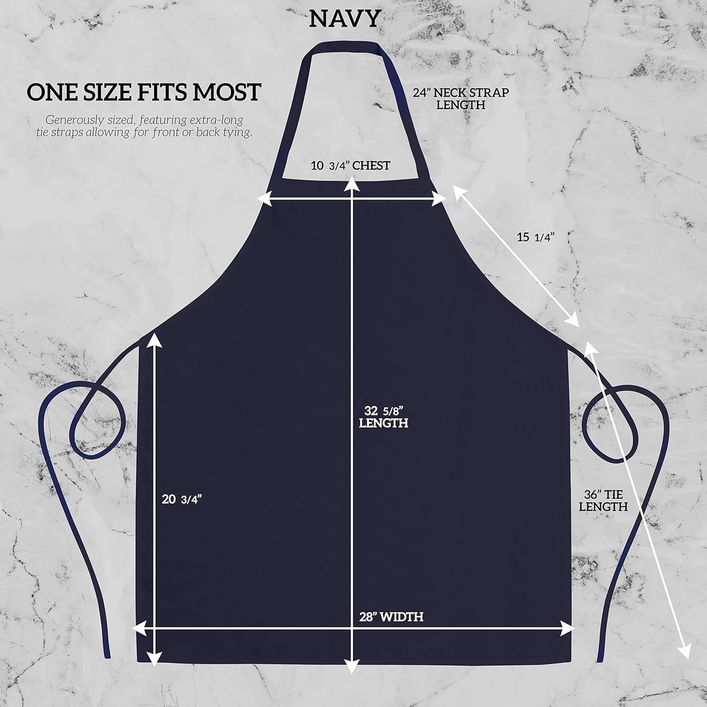 GREEN LIFESTYLE 12 Pack Professional Chef Apron – Grilling Aprons for Men, Waterproof Cooking Apron for BBQ, Work or Restaurant Use, Kitchen Aprons for Women – Navy, No Pockets