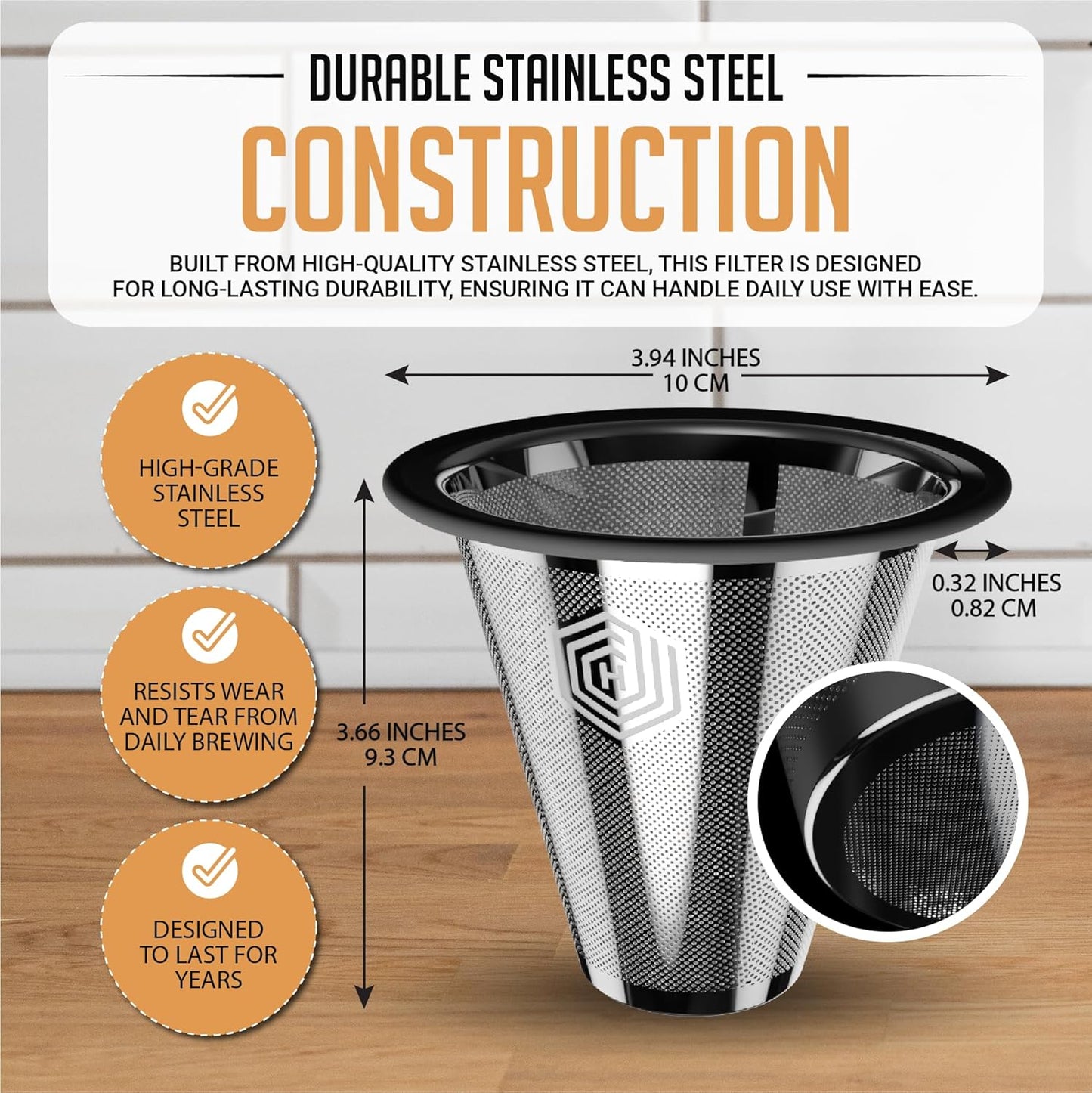 HEXNUB Reusable Coffee Filter for Fellow Stagg XF - Stainless Steel Paperless Pour Over Brewing, Sustainable Mesh Filter for Fellow Coffee Makers