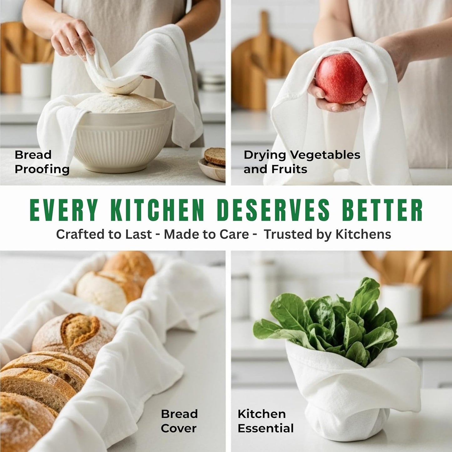 Flour Sack Towels | Tea Towel for Crafts| Kitchen Dish Cotton Blank Towel for Embroidery| Baking Bread Proofing Linen Cover| Thick Absorbent Quick Dry| 2 Pack 33"x38" White