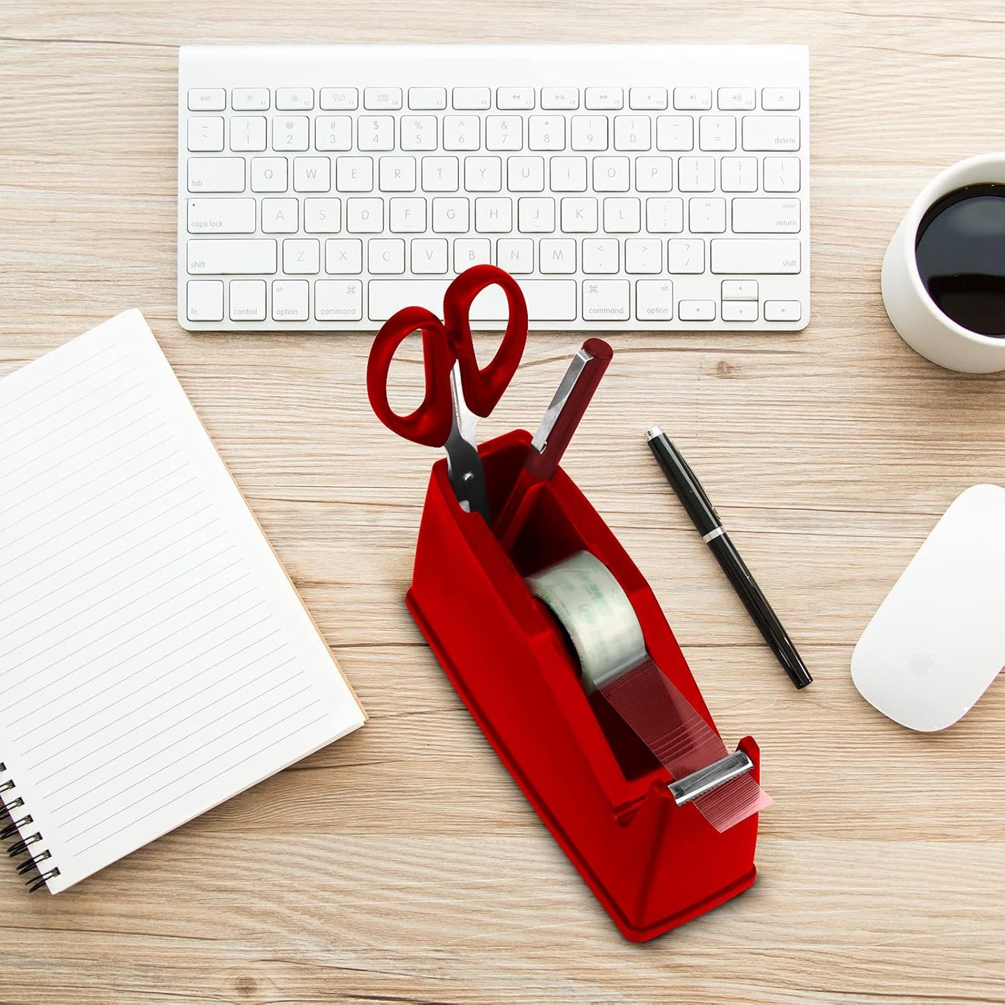 Heat Tape Dispenser, Masking Tape Dispenser, Holder Fits 1" and 3" Core, 6.8 x 2.2 x 3.4 Inch, Desktop Tape Dispenser, Heat Tape for Sublimation(Red)