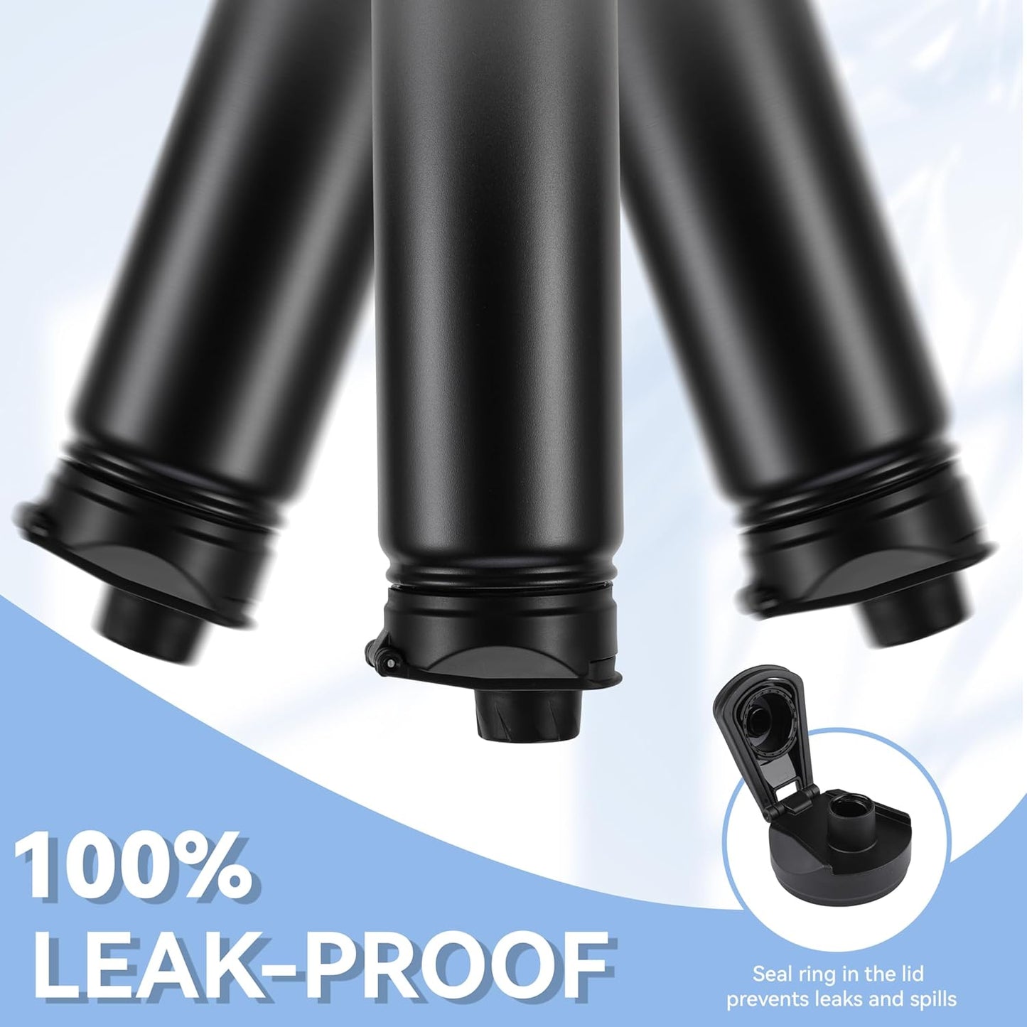 HASLE OUTFITTERS Insulated Water Bottle 22 oz Double Wall Stainless Steel Water Bottle Wide Mouth with Straw Lid & Spout Lid Keeps Cold or Hot(Black Gray Gradient,1)