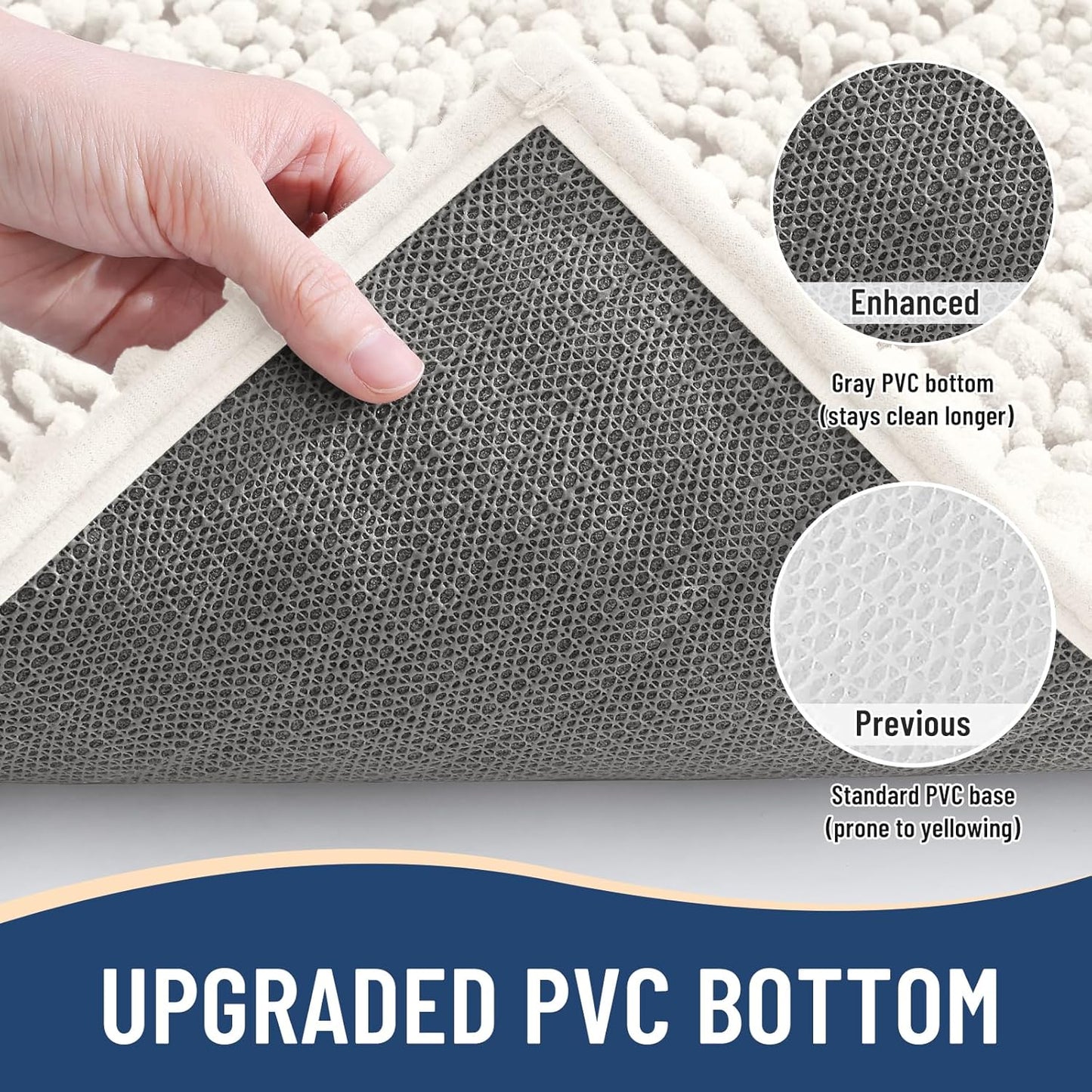 Arotive Luxury Chenille Bathroom Rug Mat, Extra Soft Thick Absorbent Shaggy Bath Rugs, Non-Slip Machine Wash Dry, Plush Bath Mats for Bathroom, Shower and Tub, 40x24, Ivory