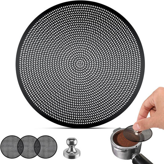 3 Pcs 51mm Espresso Puck Screen - 0.2mm Ultra Thin Espresso Puck, Metal Reusable Coffee Filter, Compatible with Espresso Machine 51mm Portafilter Basket (Black)