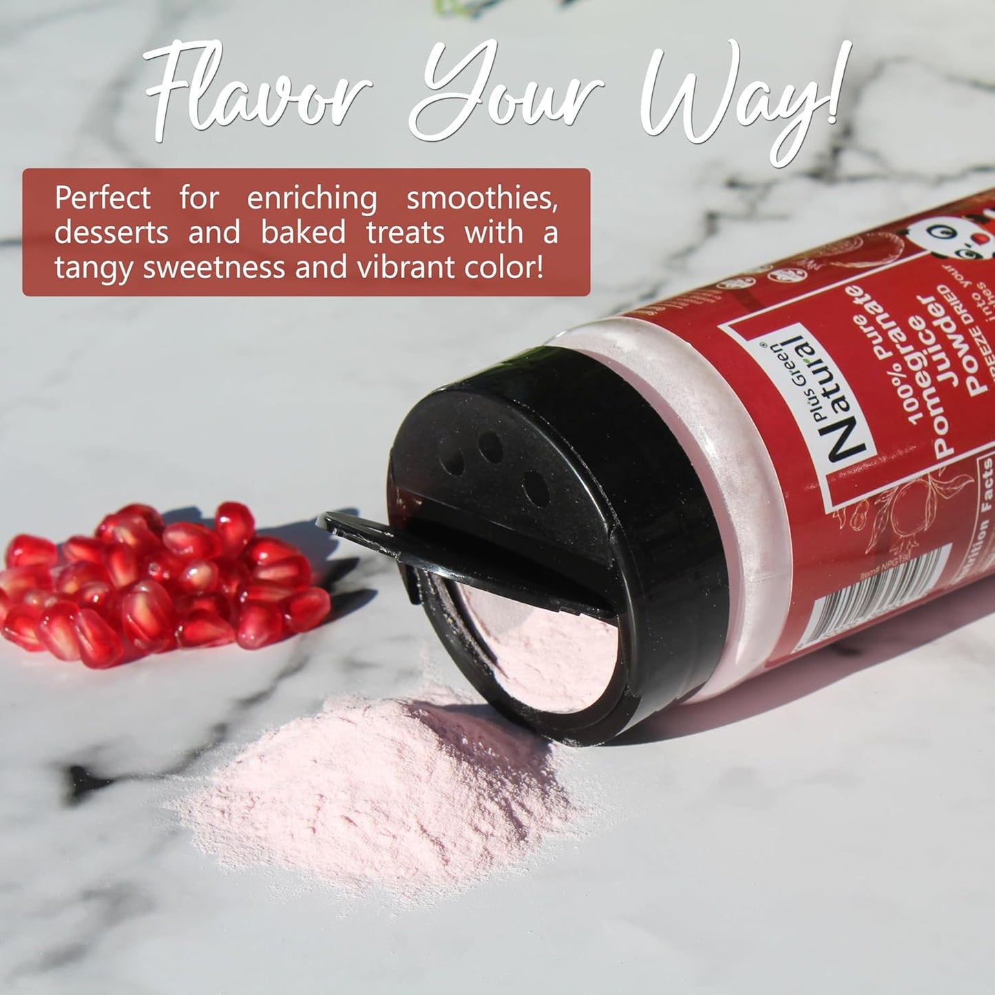 NPG Freeze-Dried Pomegranate Juice Powder 7 Oz, Seedless Fine Powder 100% Natural for Smoothies, Beverages, Baking, and Cooking, Vegan-Friendly, Light Pink Color