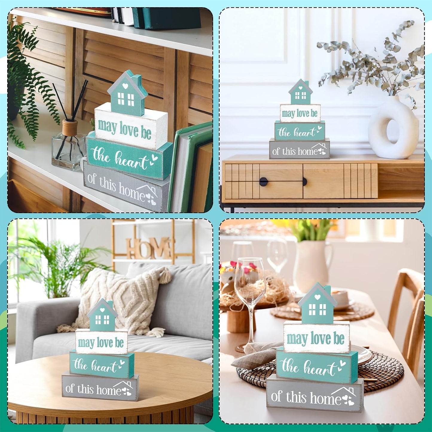 Farmhouse Wooden Tabletop Decor Home Tiered Tray Decor Rustic Pastel May Be Love The Heart of This Home Wood Sign Neutral Decorations for Coffee Shelf Desk Centerpiece Decoration
