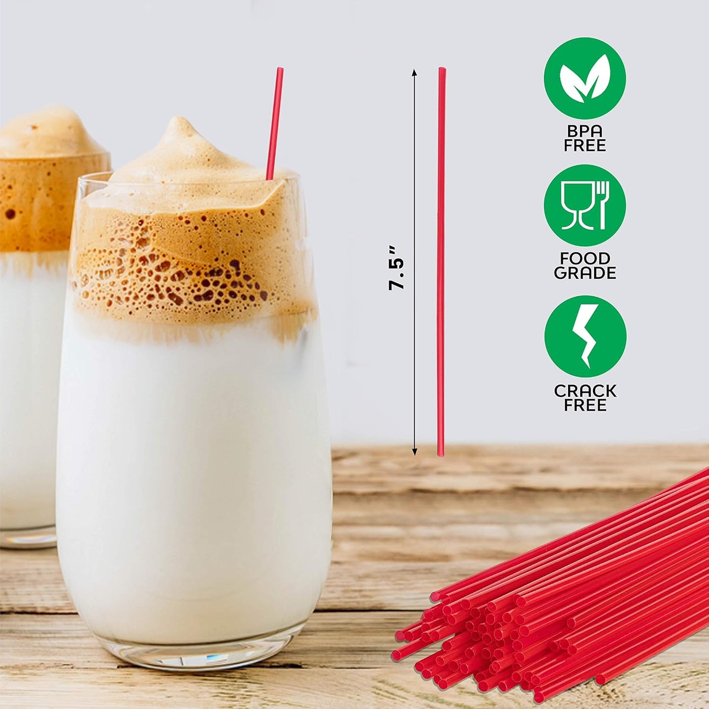 Crystalware Plastic Sip Stirrers 7 1/2 Inch 1000/box, Red