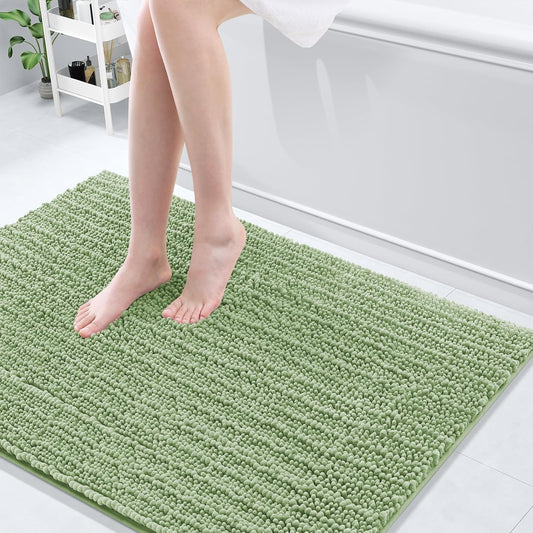 Arotive Luxury Chenille Bathroom Rug Mat, Extra Soft Thick Absorbent Shaggy Bath Rugs, Non-Slip Machine Wash Dry, Plush Bath Mats for Bathroom, Shower and Tub, 44x32, Sage Green