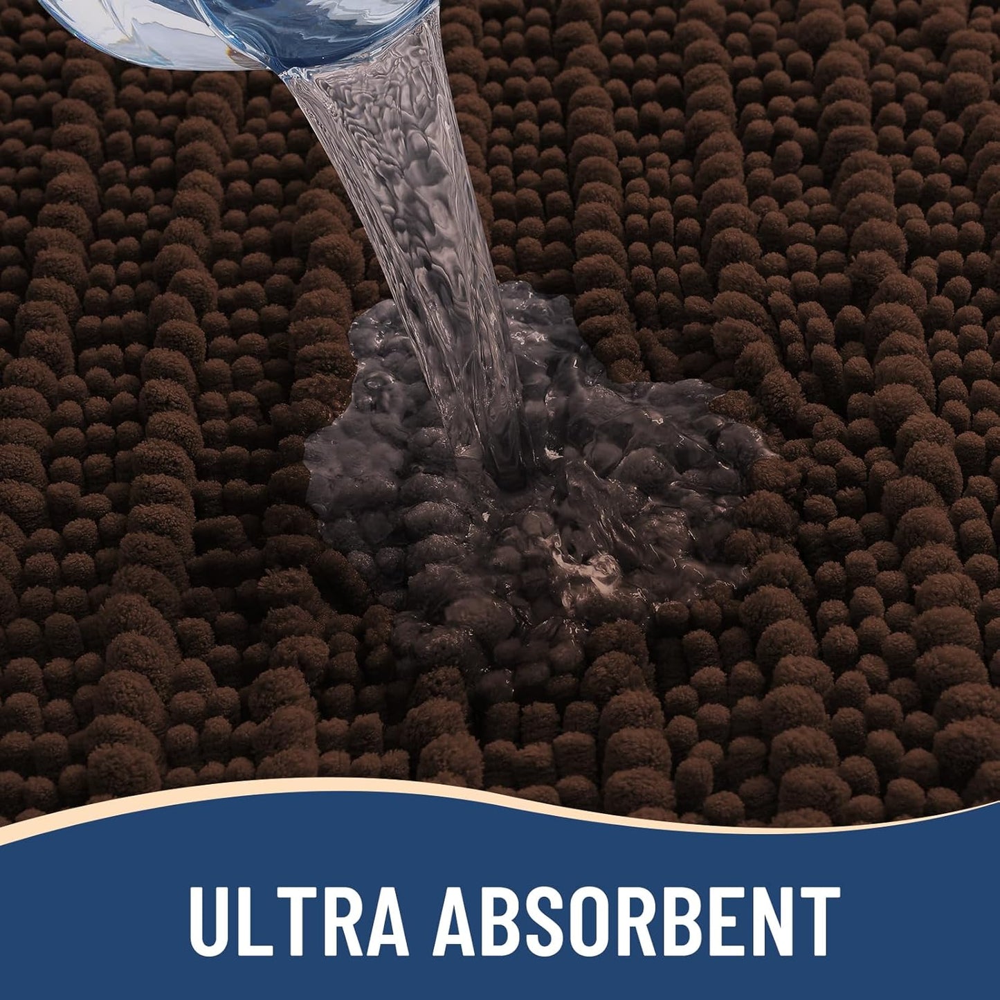 Arotive Luxury Chenille Bathroom Rug Mat, Extra Soft Thick Absorbent Shaggy Bath Rugs, Non-Slip Machine Wash Dry, Plush Bath Mats for Bathroom, Shower and Tub, 34x21, Brown