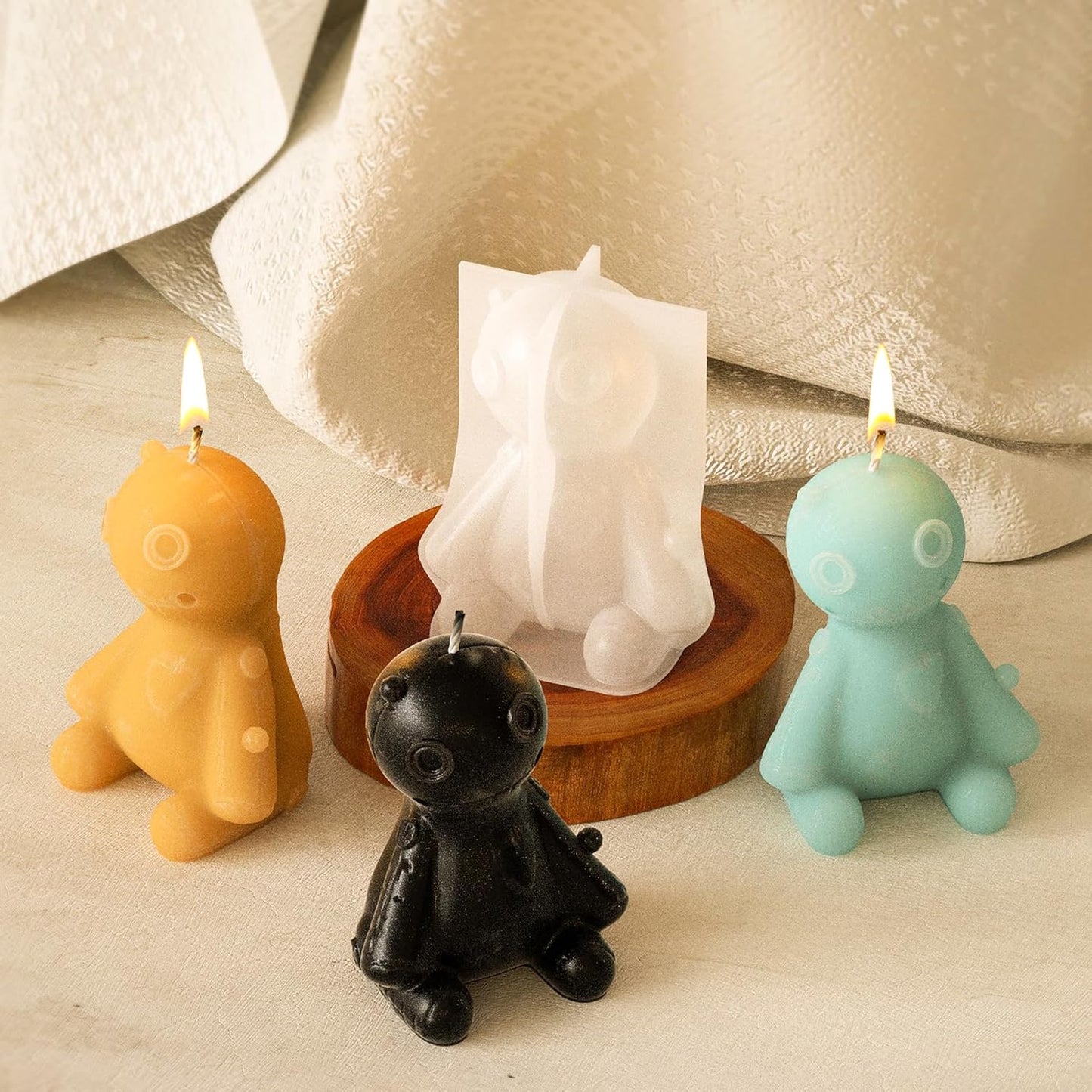 Doll & Ghost 3D Animal Candle Making Molds - Silicone Resin Casting Molds for Home Decor