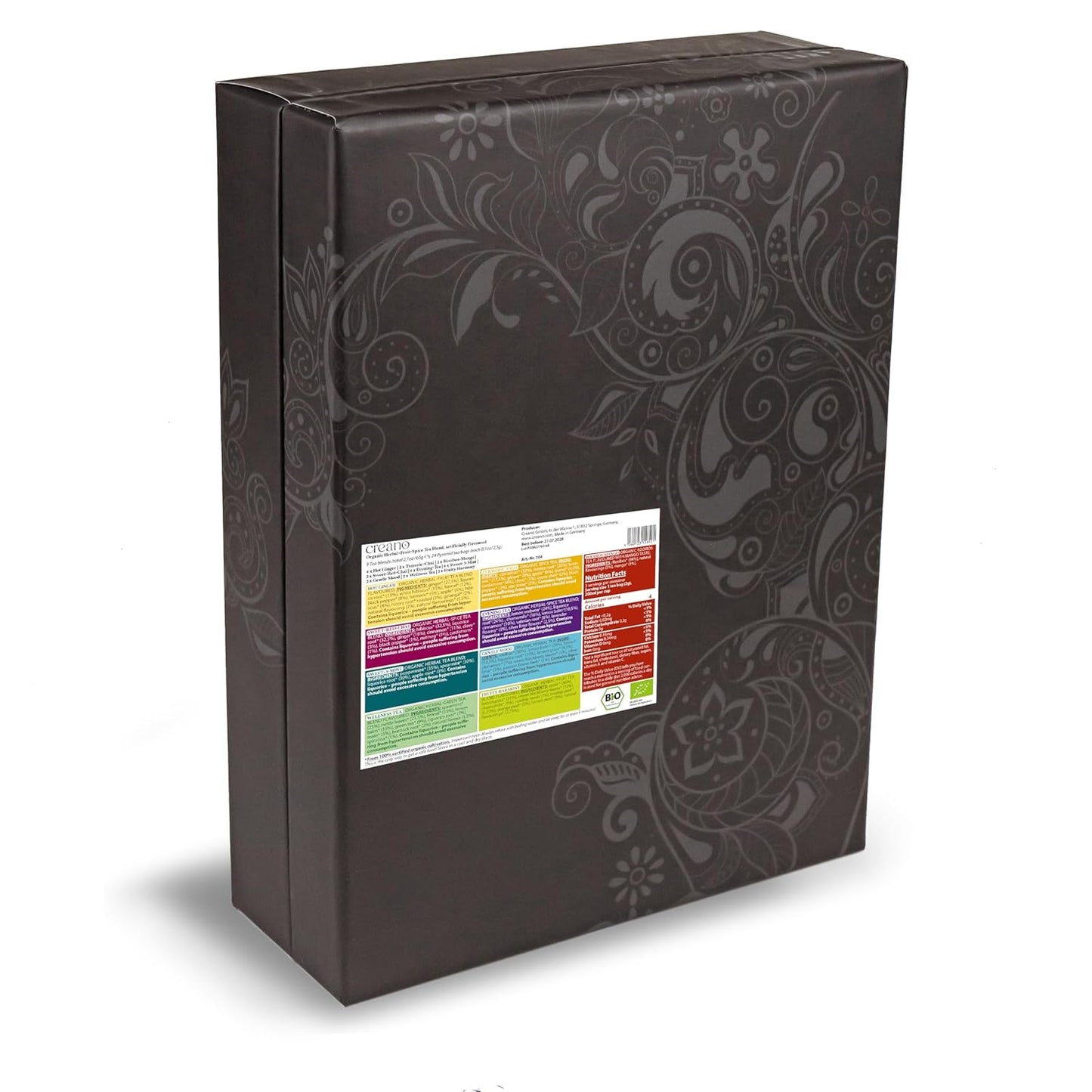 Creano Organic Herbal Tea Gift Set "Organic Herbal Tea" – 24 Pyramid Tea Bags in 9 Different Varieties – 60 g*