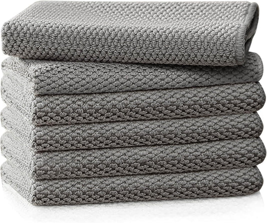Barista Towel, Microfiber Coffee Cleaning Cloths, Espresso Machine Accessories, 12'x12', 6 Pack, Grey