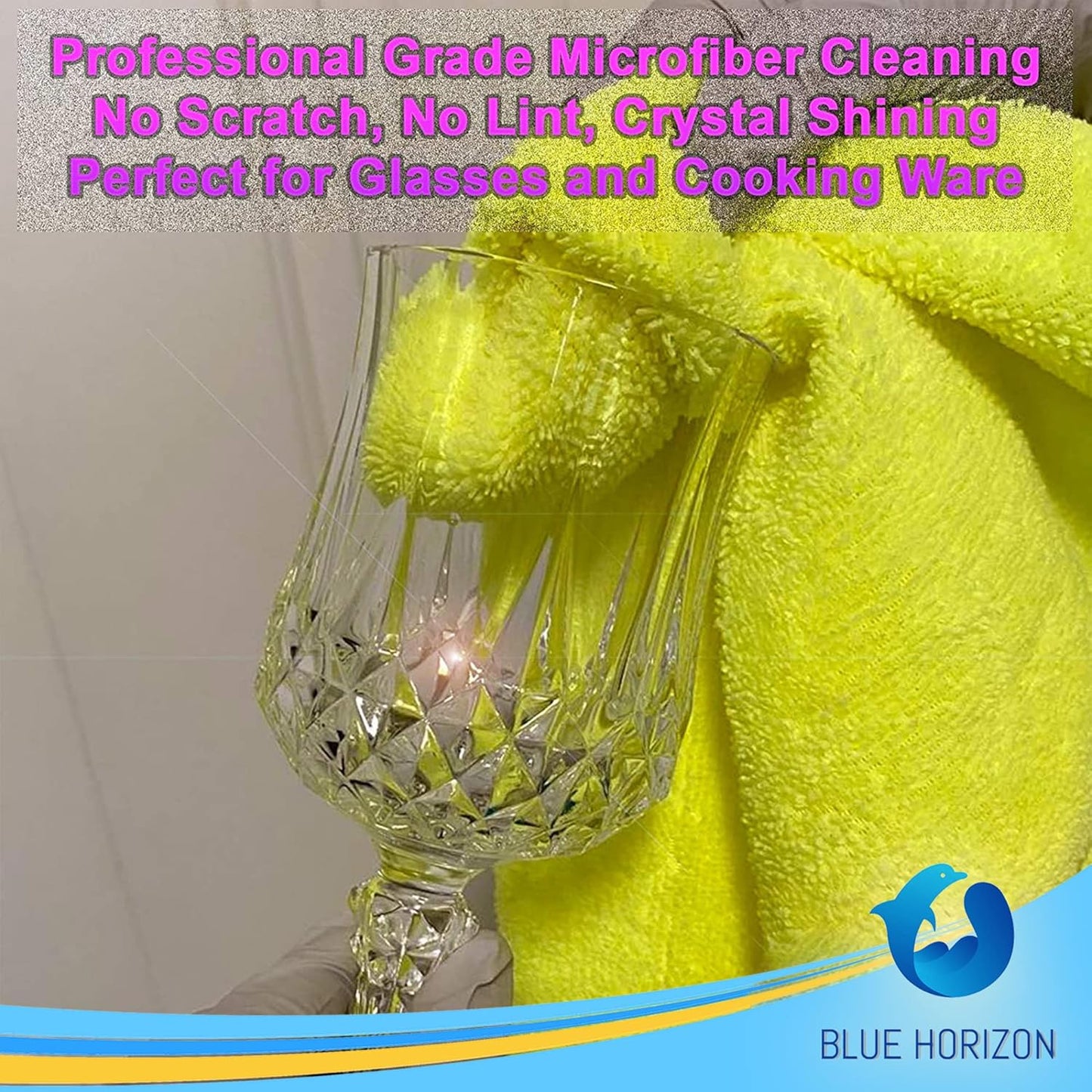 Blue Horizon Microfiber Cleaning Towels, 36-Pack, Ultra Soft Plush Washcloth, Professional Grade Premium Microfiber Detailing Cleaning Cloths, Car, Household and Commercial (Yellow, 16" x 16")