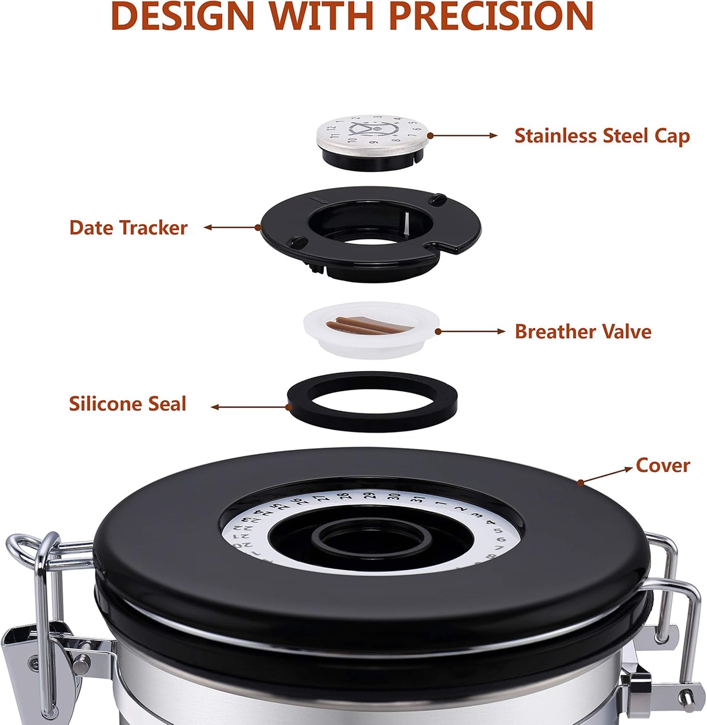 Airtight Coffee Storage Container - with Co2 Valve Coffee Bean Grounds Storage Canister Medium Blue 16oz