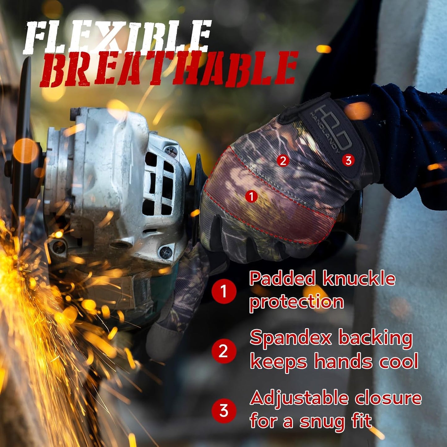 HANDLANDY Work Gloves for Men & Women, Utility Mechanic Working Gloves Touch Screen, Flexible Yard Work Gloves