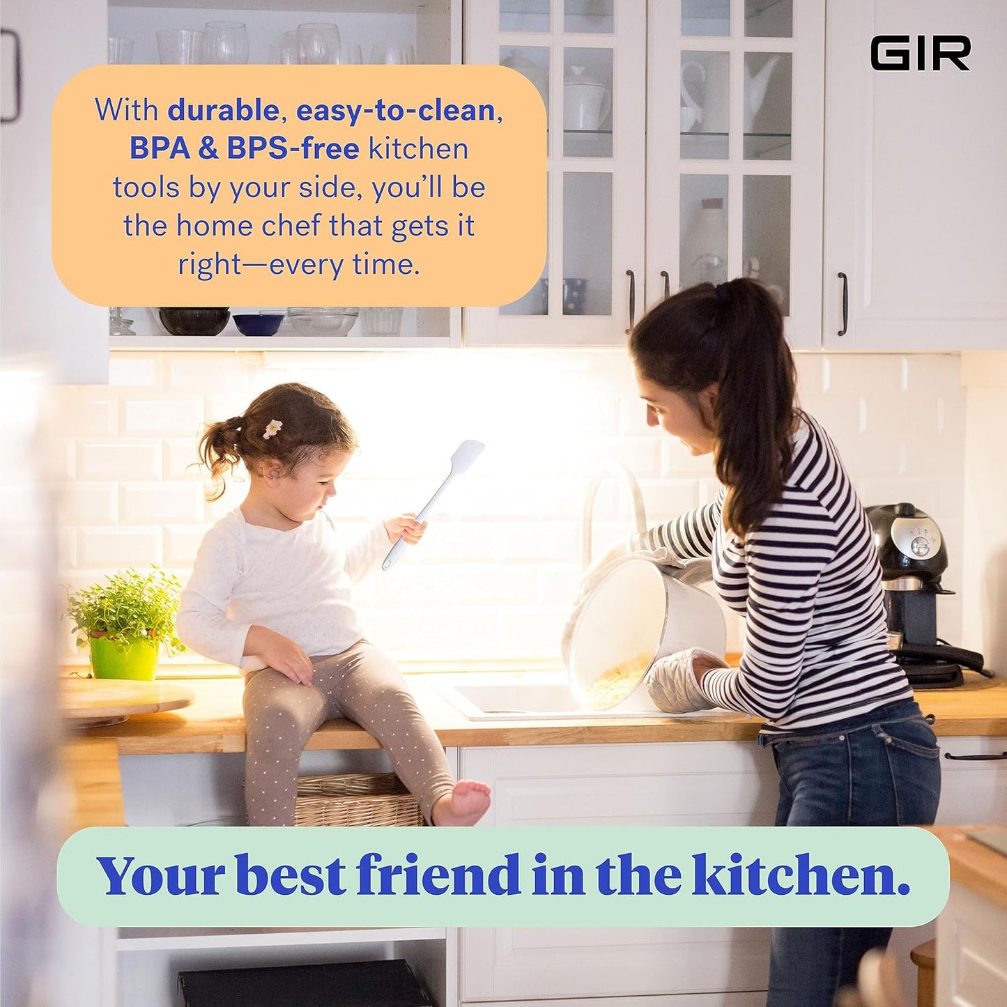 GIR: Get It Right 5 Piece Silicone Cooking Utensils Set - Ladle, Spatula, Flip, Spoon & Spoonula, Non-Stick, Heat Resistant, Dishwasher Safe, Silicone Kitchen Utensils, BPA & BPS Free - Studio White