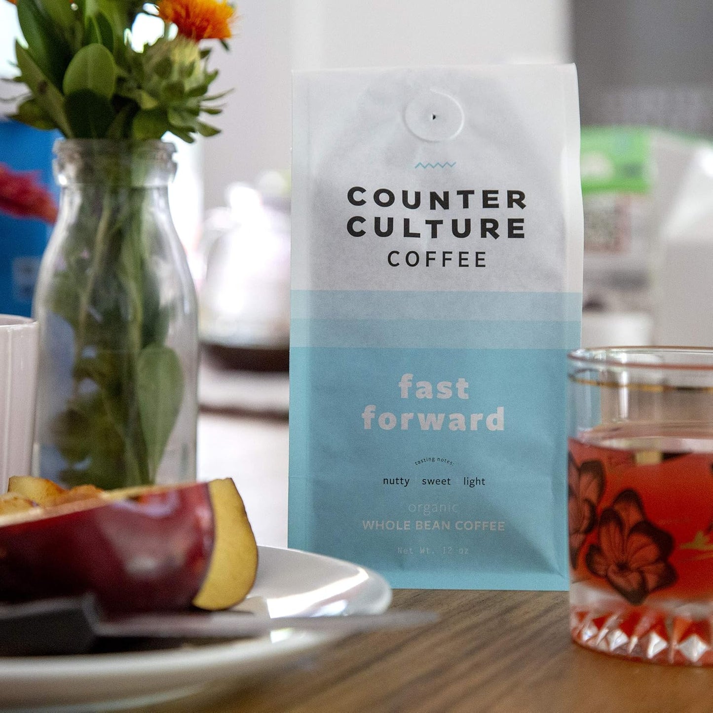 Counter Culture Coffee Fast Forward - Light Roast, Organic, Sustainably Farmed, Kosher, Whole Bean Coffee, 12 oz (1 Bag)