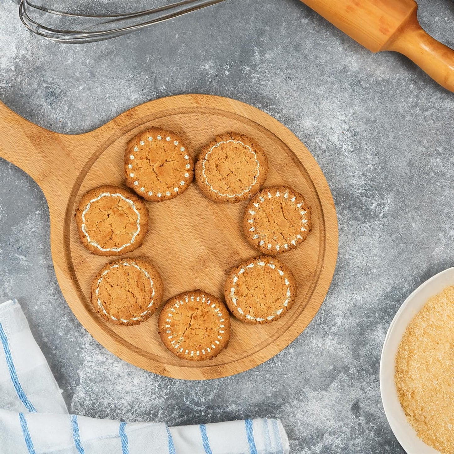 NAKLEO Coffee Stencils and Cookies Decoration 14Pcs 2.8”x2.8” and 4.3”x4.3”, Reusable Plastic Baking Templates, Circles Ornament Border, Barista DIY Art Craft, Capuccino Latte Chocolate Cake Biscuit