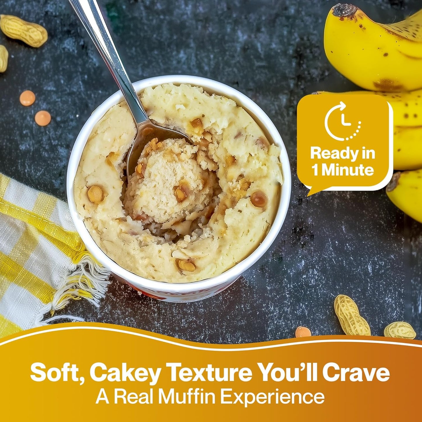 Bootylicious | High-Protein Muffin | 25g Protein, 7g Net Carbs, 2.32-2.75oz Cup, 12-Pack (Banana Peanut Butter)