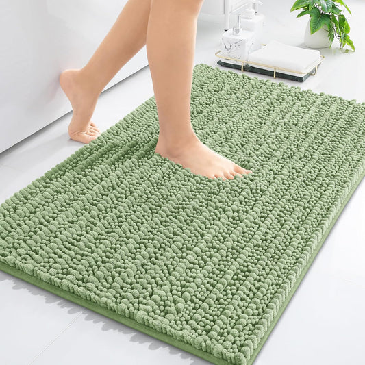 Arotive Luxury Chenille Bathroom Rug Mat, Extra Soft Thick Absorbent Shaggy Bath Rugs, Non-Slip Machine Wash Dry, Plush Bath Mats for Bathroom, Shower and Tub, 36x24, Sage Green