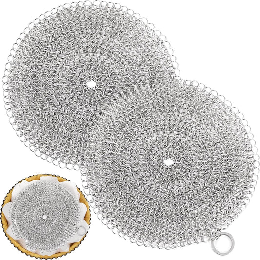 Patelai 2 Pcs Stainless Steel Pie Weights for Baking Universal Fit Pie Weight for 7-10 Inch Pies Round Metal Pies Weights Chain Dishwasher Safe Durable Blind Baking Dough Cooking Pastry (10 Inch)