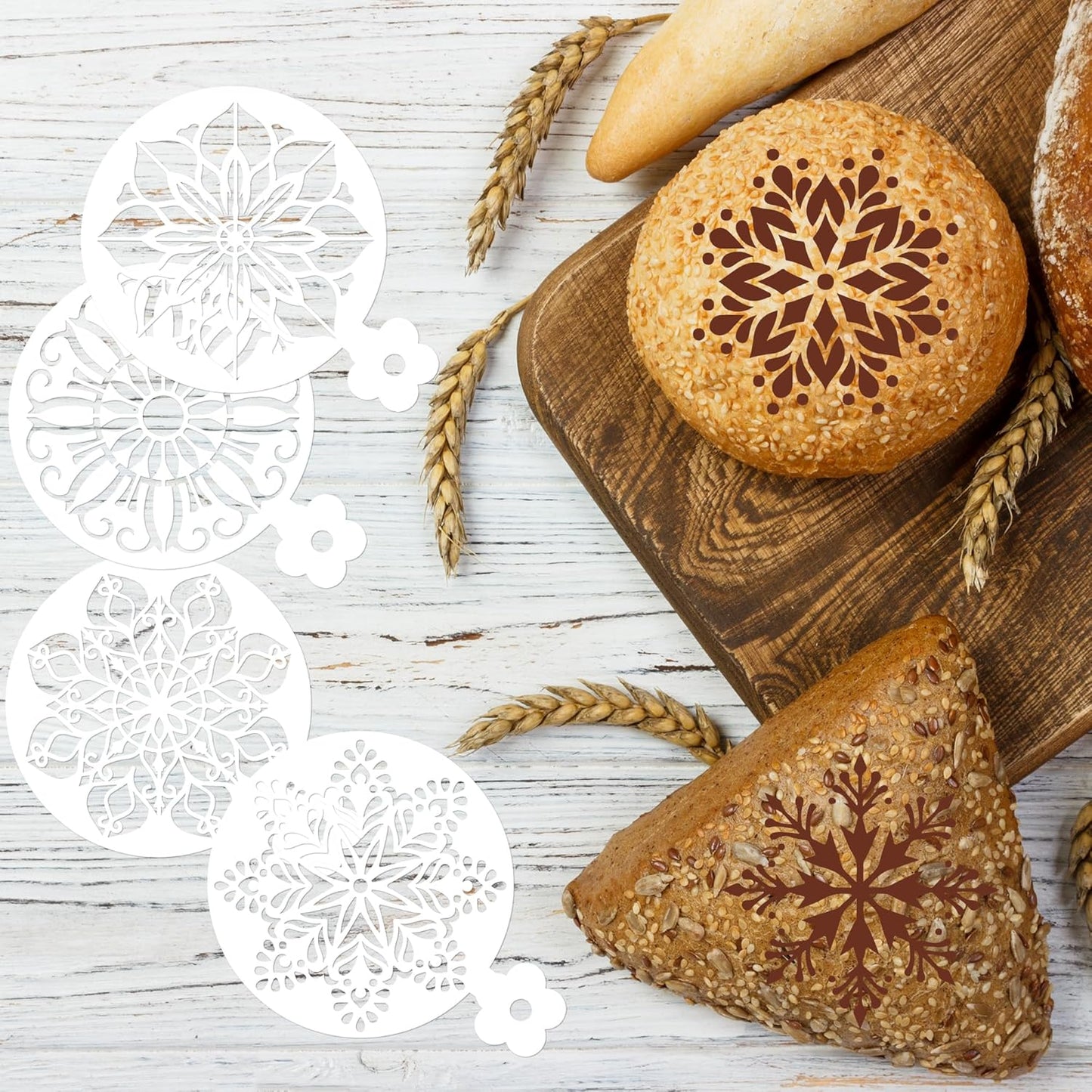Coffee Latte Art Stencils - 25 Pcs Mandala Baking Stencils Decorating Template, Buttercream Sour Dough Bread Cookies Decorate Tools
