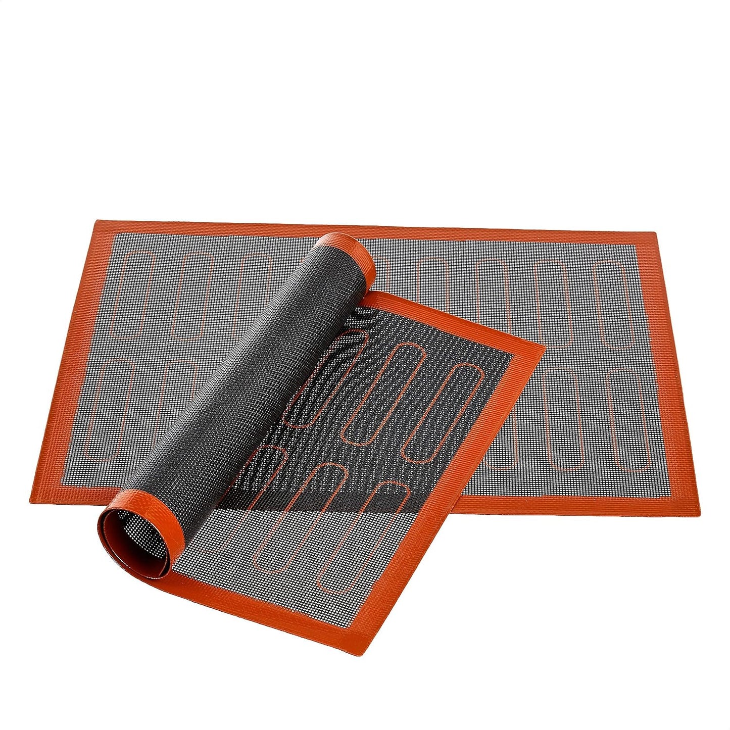 Amazon Basics Silicone Non-Stick Eclair Baking Mat, Reusable, Easy to Clean, 2 Pack, Black/Red/White, Rectangular, 15.7" x 11.8" (Previously AmazonCommercial brand)