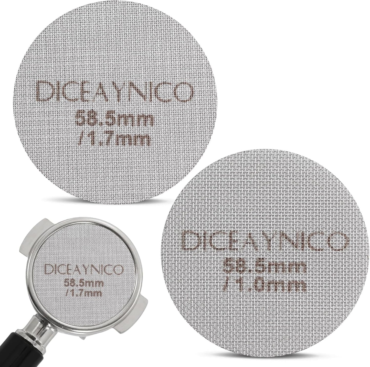 2 Pieces Espresso Puck Screen,Metal Coffee Filter,1.0mm & 1.7mm Thickness 150μm - 316 Stainless Steel,Reusable Barista Espresso Filters for Espresso 58.5mm Portafilter Filter Basket
