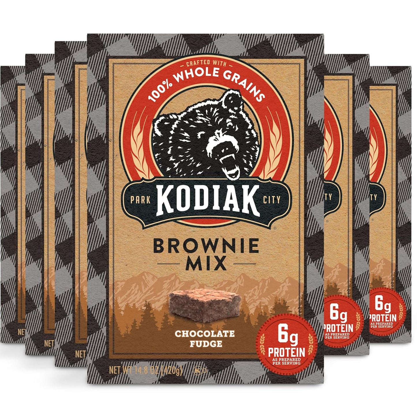 Kodiak Cakes Chocolate Fudge Brownie Mix, 14.8 Ounce Boxes (Pack of 6)