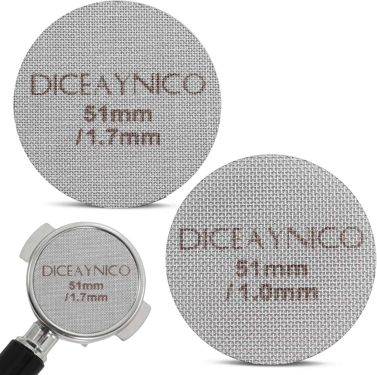 2 Pieces Espresso Puck Screen,Metal Coffee Filter,1.0mm & 1.7mm Thickness 150μm - 316 Stainless Steel,Reusable Barista Espresso Filters for Espresso 51mm Portafilter Filter Basket