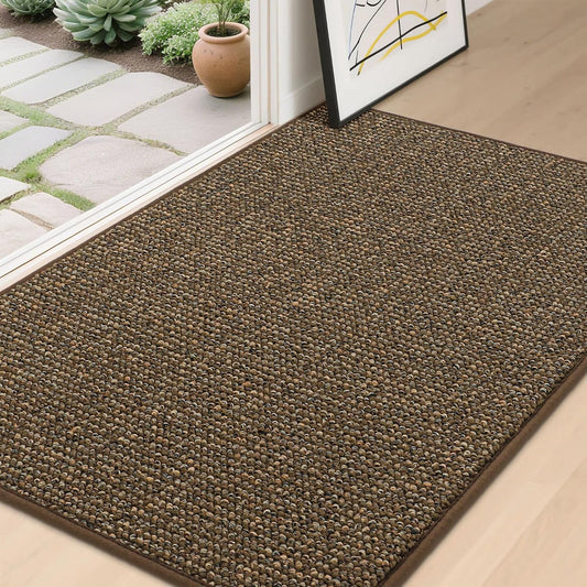 BEQHAUSE Dirt Trapper Door Mat 32" x 48", Non-Slip Washable Doormats Entrance Mat, Dirt Resistant and Absorbent Welcome Mat, Low Profile Floor Mats for Front Back Door and Entryway, Brown