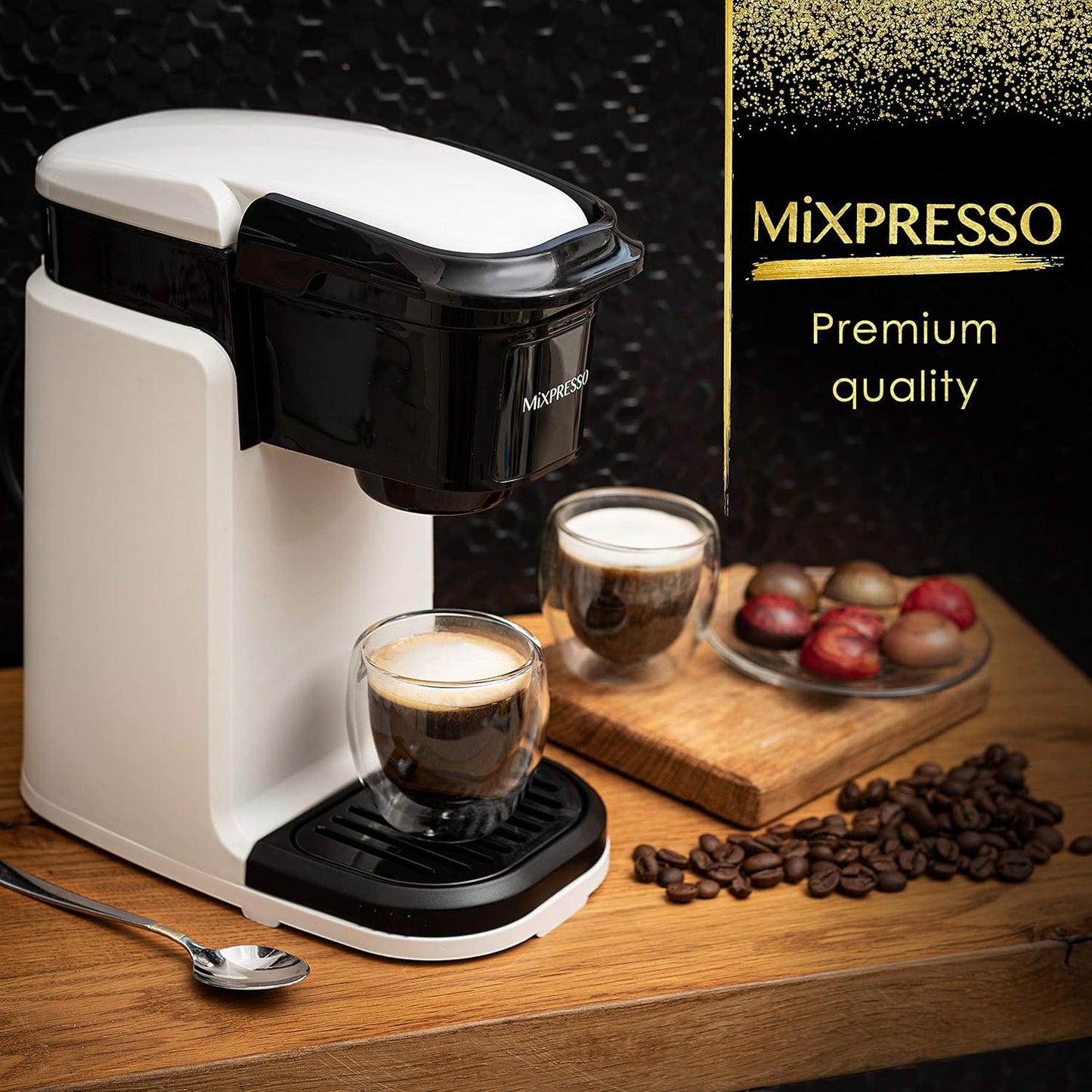 Mixpresso Single Cup Coffee Brewer - Quick Brew, One Touch Function, 12oz One Cup Coffee Maker