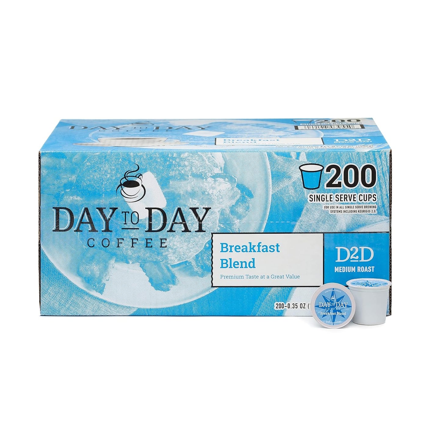 Day To Day 200-Count Breakfast Blend Medium Roast Single Serve Coffee Pods for K-Cup Keurig Brewer