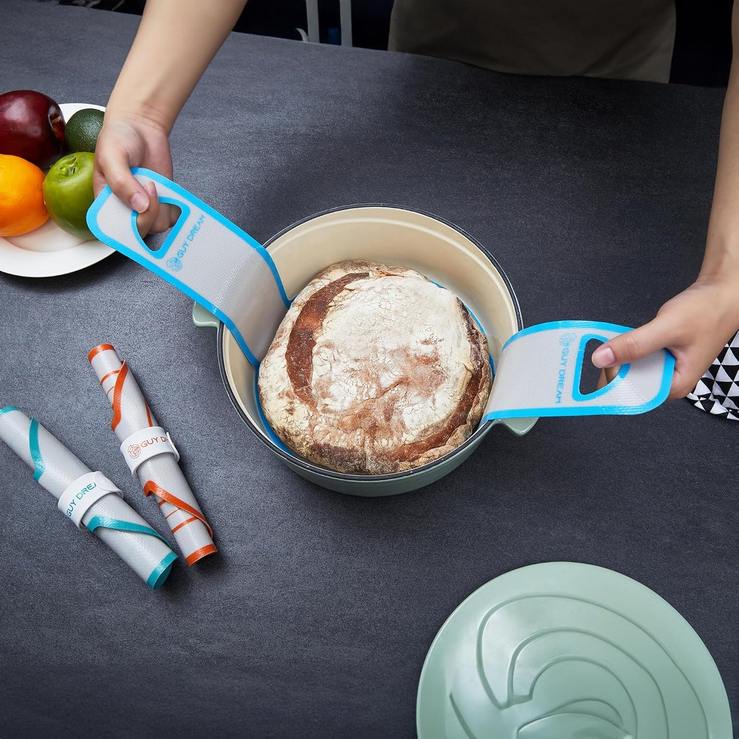 GUYDREMAT 3 Pcs Premium Silicone Bread Sling - Best Gift Set for Sourdough Bread Baking - High Performance Silicone Baking Mat for Dutch Oven