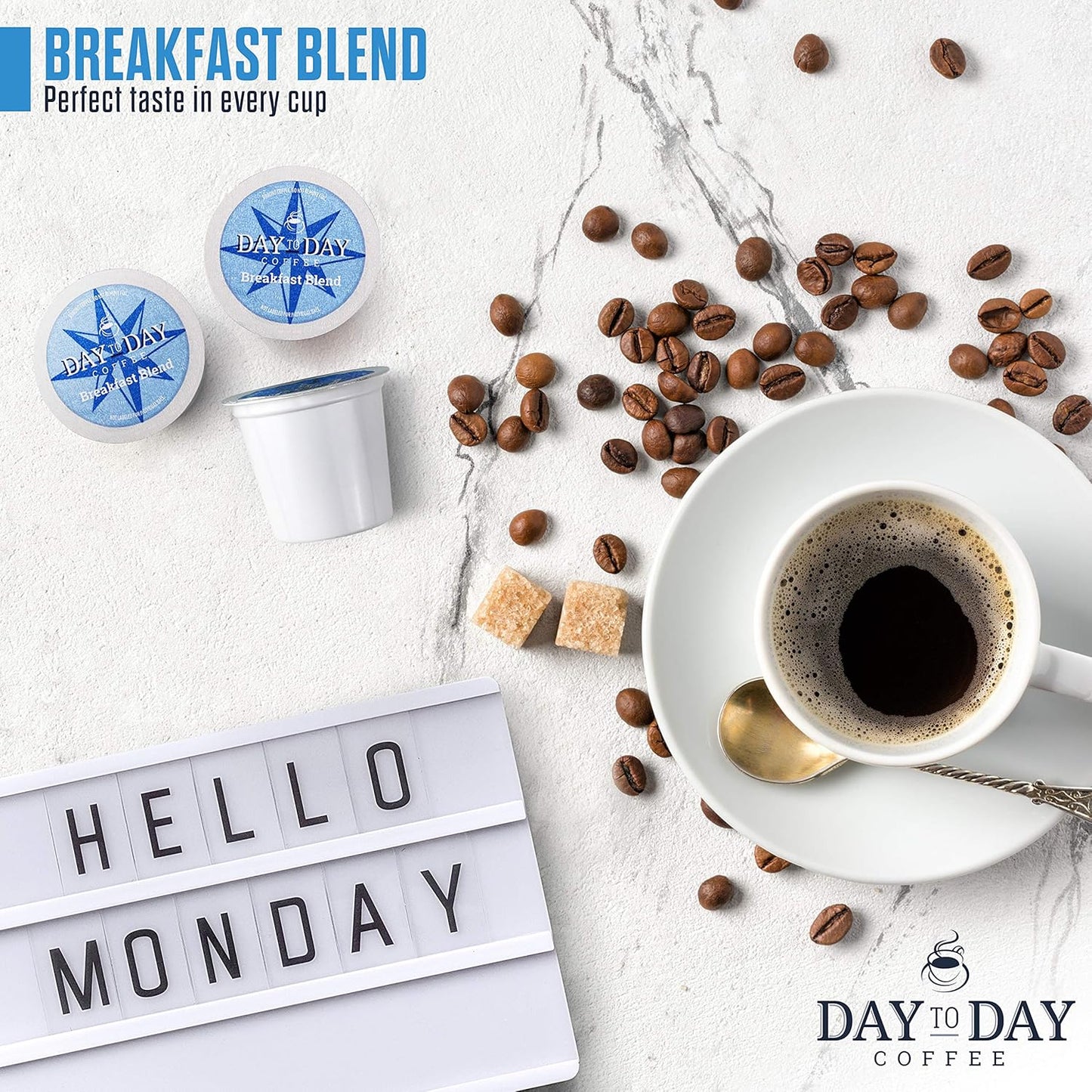 Day To Day Breakfast Blend Medium Roast Single Serve Coffee Pods, 80-Count for K-Cup Keurig Brewers