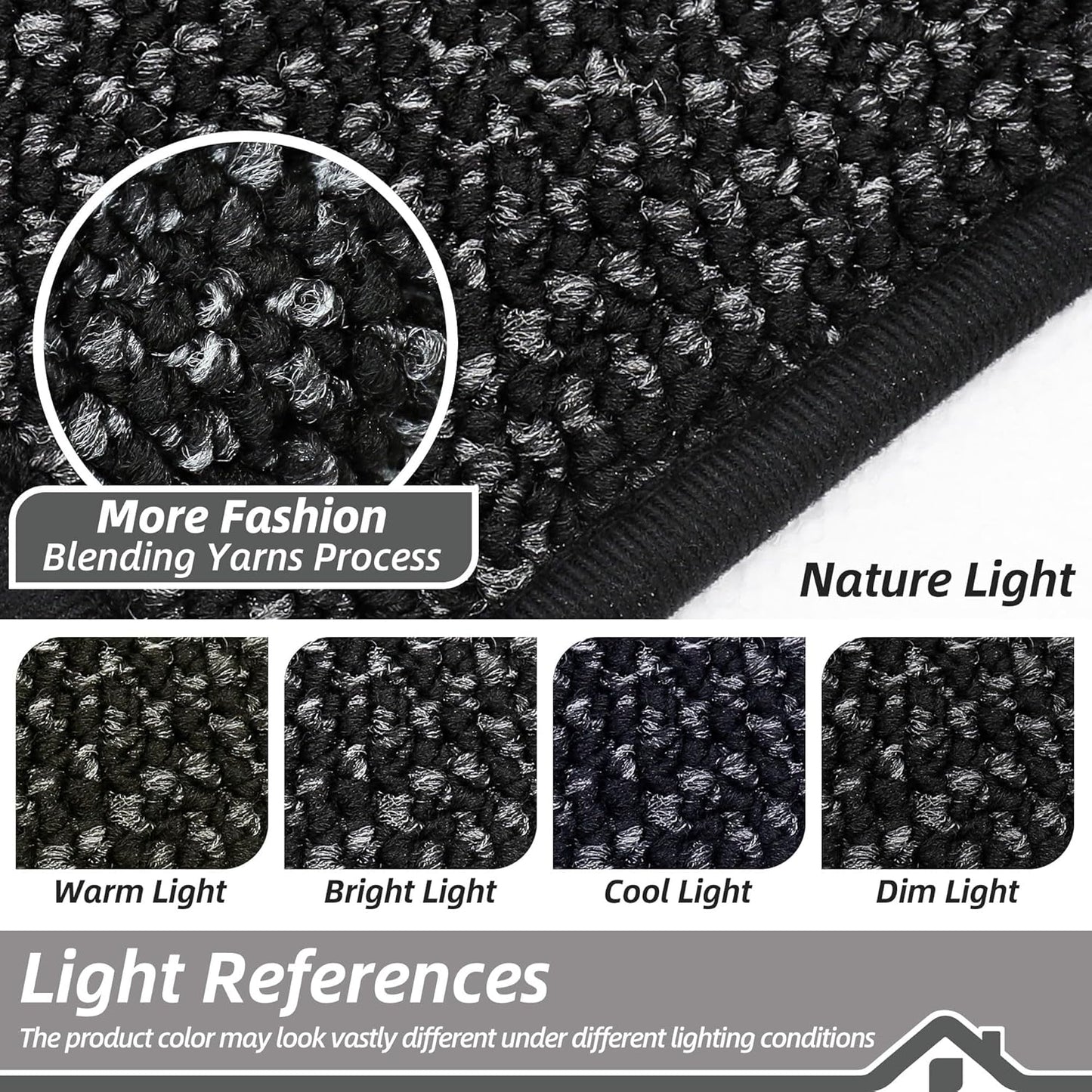 BEQHAUSE Dirt Trapper Door Mat 32" x 48", Non-Slip Washable Doormats Entrance Mat, Dirt Resistant and Absorbent Welcome Mat, Low Profile Floor Mats for Front Back Door and Entryway, Black