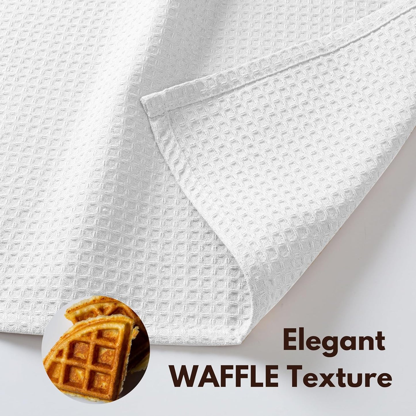 Native Fab Waffle 18 Pack Dish Cloths - 100% Cotton, Absorbent, Quick Drying, Washable Towels for Cleaning, Cooking & Baking - Great for Home, Restaurants, Cafes, Bars, Everyday Use, 12"x12", White