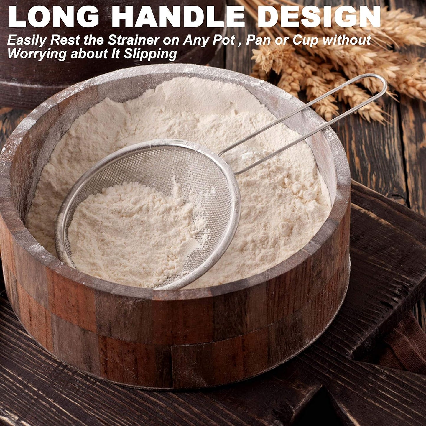 Anaeat Fine Mesh Strainers - Premium Stainless Steel Colander Sieve Sifters, with Durable Mesh and Sturdy Handle, Excellent for Sifting Dry ingredients, Flour, Pastas, Rice, Tea (6.3"）