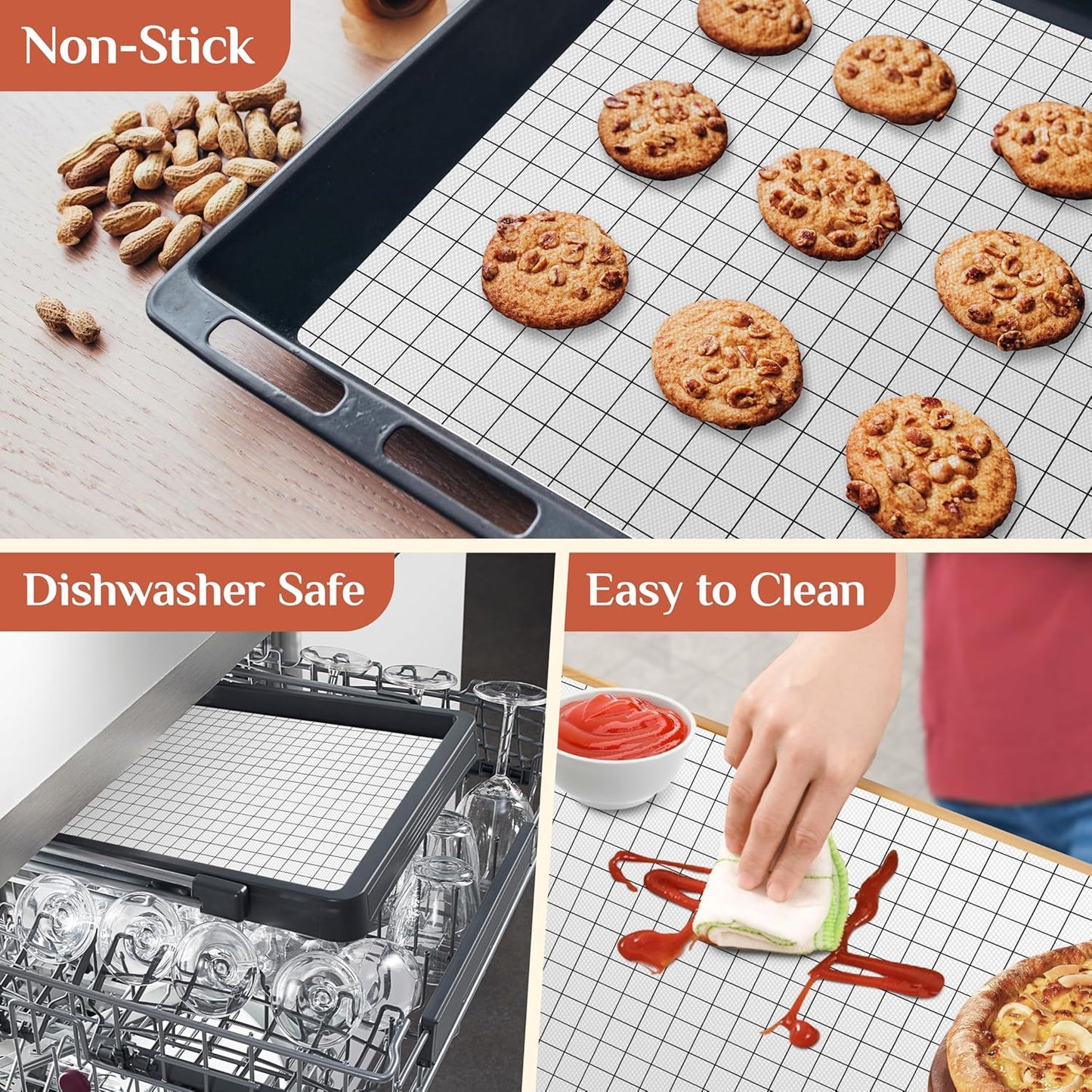 Silicone Baking Mat, 12 IN x 10 FT Free Cutting Baking Sheet,Non-Stick Reusable Dough & Pastry Mat,Non-Slip Silicone Mat Roll for Air Fryer Liner,Freeze Dryer,Oven Baking Pan,Kitchen Counter