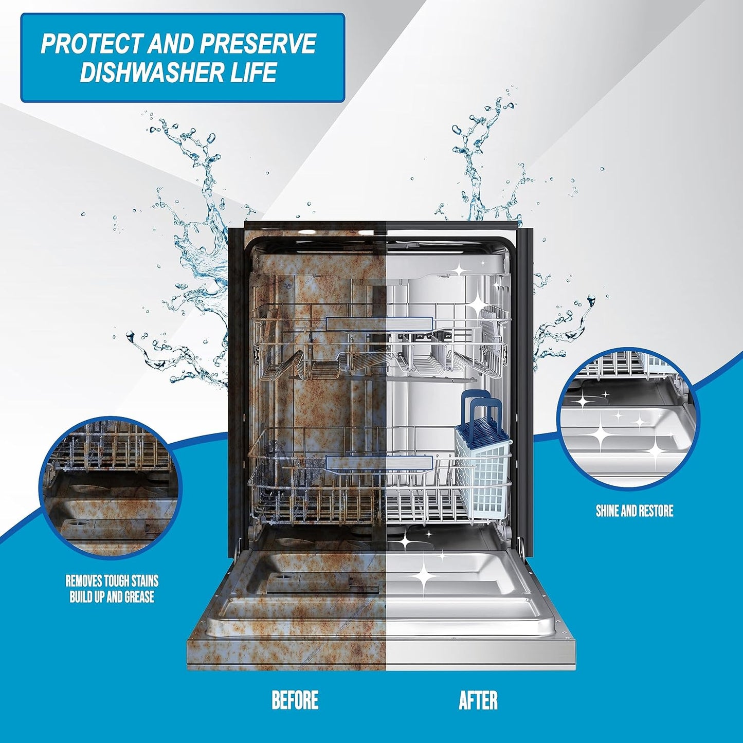 Air Jungles Dishwasher Cleaner Tablets 24 Count, Fragrance Free, Deep Cleaning Descaler Pods, Clean Dishwasher Machine, Remove Limescale, Hard Water, Calcium, Odor, 12 Month Supply