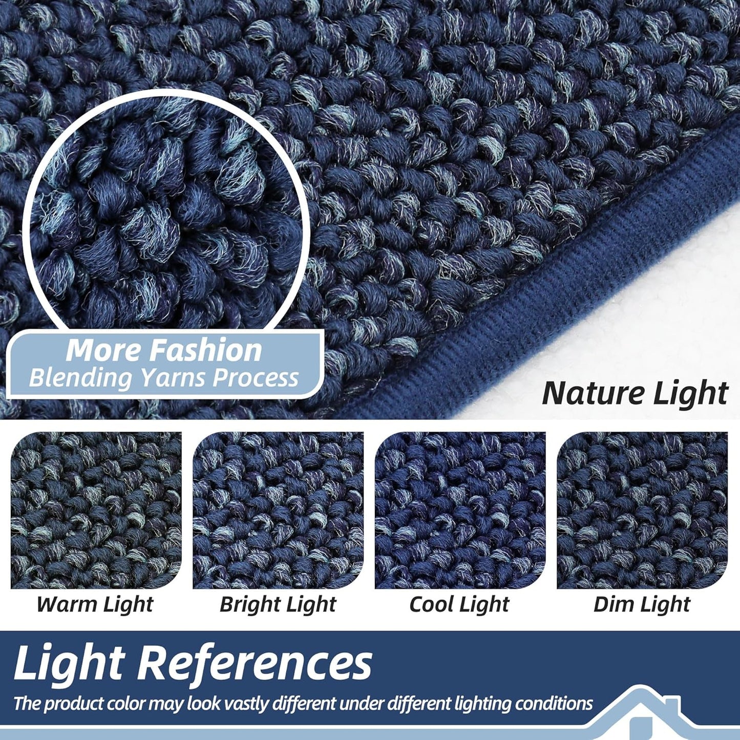 BEQHAUSE Dirt Trapper Door Mat 32" x 48", Non-Slip Washable Doormats Entrance Mat, Dirt Resistant and Absorbent Welcome Mat, Low Profile Floor Mats for Front Back Door and Entryway, Blue