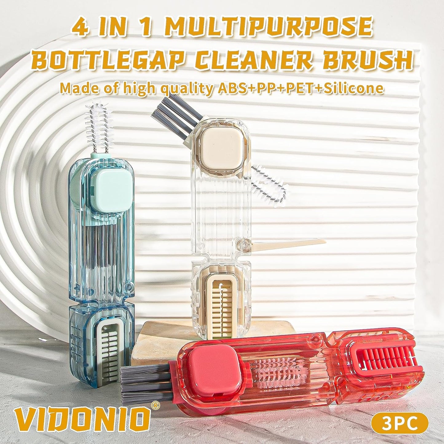 3Pcs 4 in 1 Cup Lid Gap Cleaning Brush Set,Multifunctional Crevice Cleaning Brush for Bottle,Multipurpose Bottle Cleaner with Compact Design Tiny Silicone Cup Holder Cleaner Tool,Kitchen Gadgets