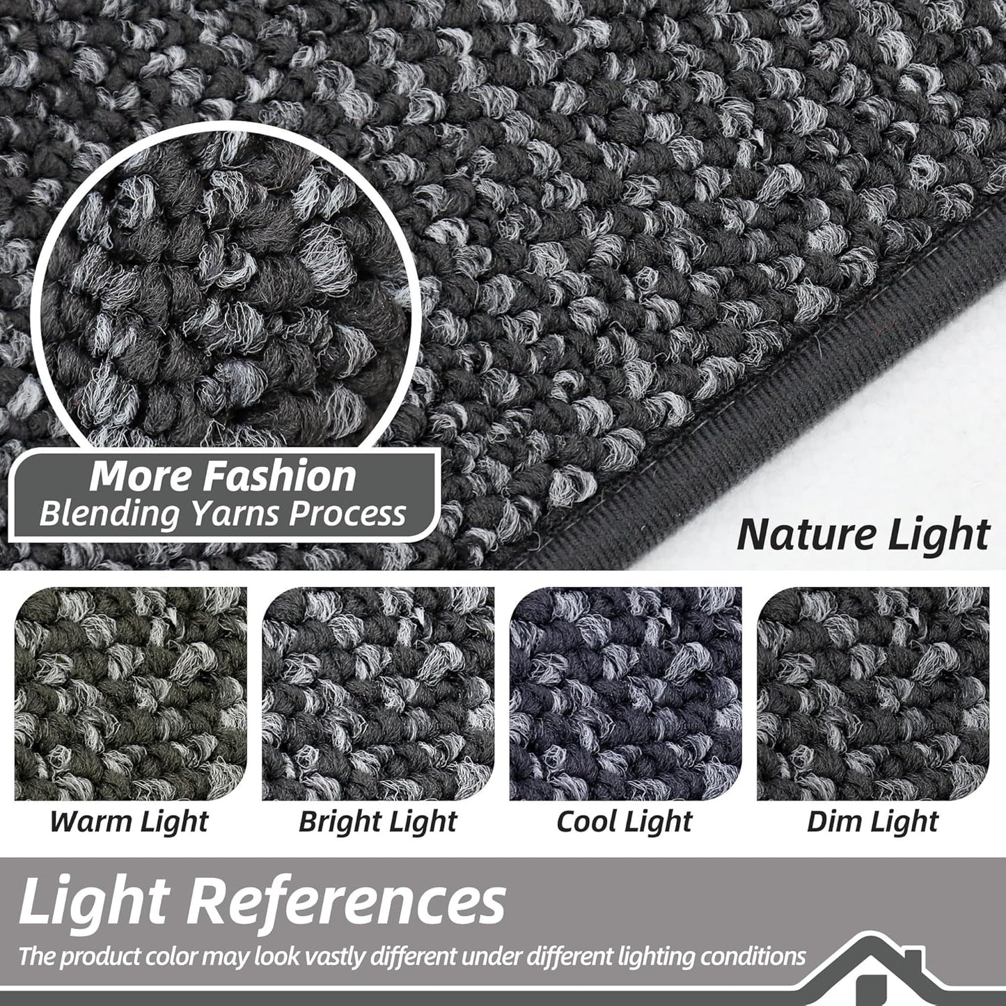 BEQHAUSE Dirt Trapper Door Mat 24" x 36", Non-Slip Washable Doormats Entrance Mat, Dirt Resistant and Absorbent Welcome Mat, Low Profile Floor Mats for Front Back Door and Entryway, Charcoal