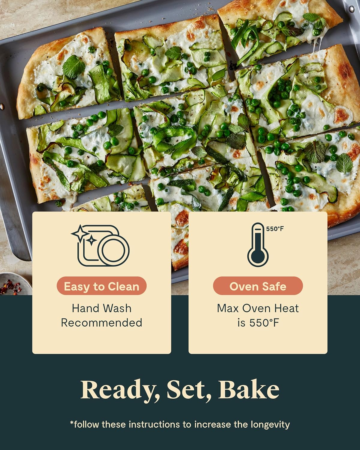 Caraway Nonstick Ceramic Bakeware Set (5 Pieces) - Baking Sheets, Assorted Baking Pans & Storage - Aluminized Steel Body - Non Toxic, PTFE & PFOA Free - Sage